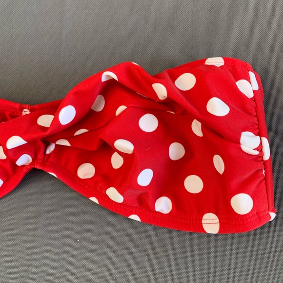 Red Polka Dot Bandeau Style Bikini Top - Picture 2 of 5